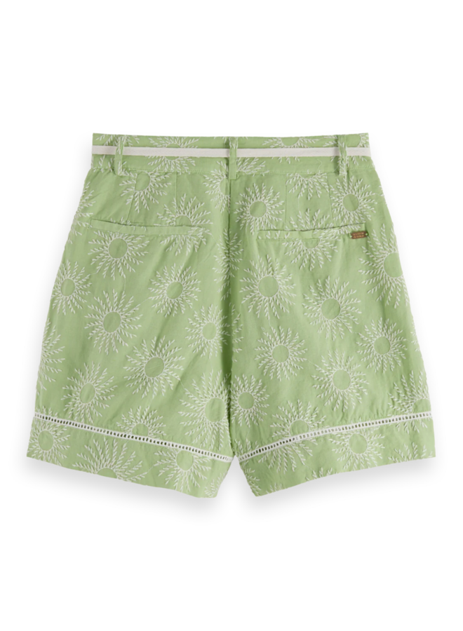 Short Scotch & Soda vert pistache brodé soleils écrus