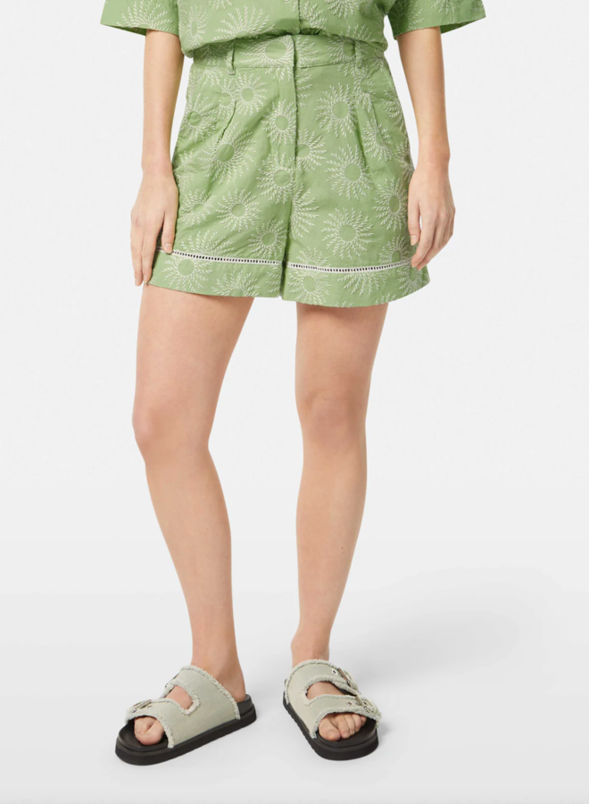 Short Scotch & Soda vert pistache brodé soleils écrus