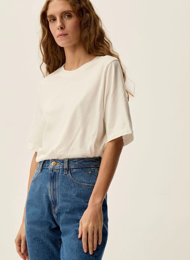 T-shirt Des Petits Hauts Zanari à col rond écru