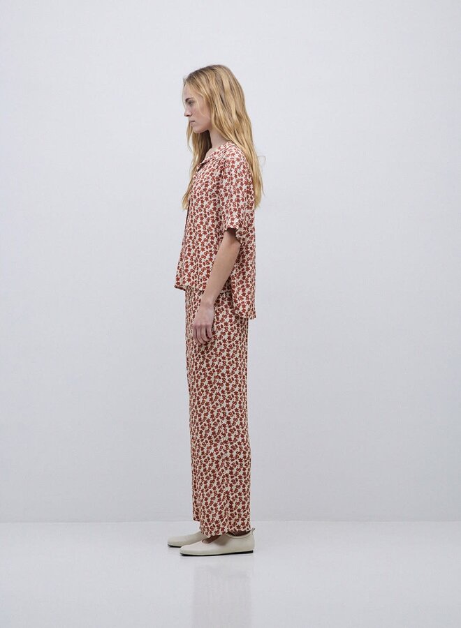 Pantalon Yerse Stella fleurie acajou & écrue