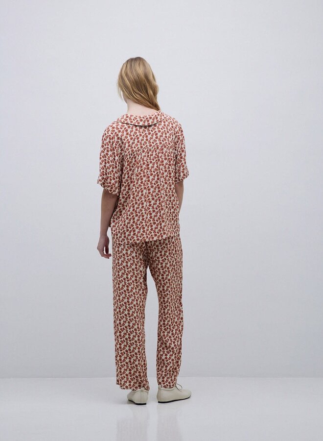 Pantalon Yerse Stella fleurie acajou & écrue