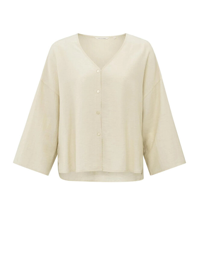 Blouse Yaya à col V beige naturel