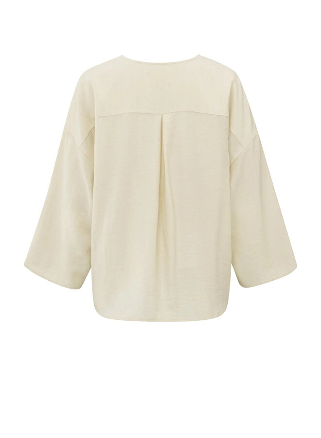 Blouse Yaya à col V beige naturel