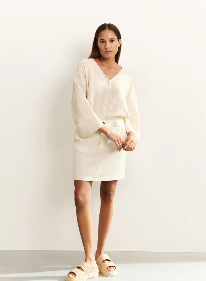 Blouse Yaya à col V beige naturel