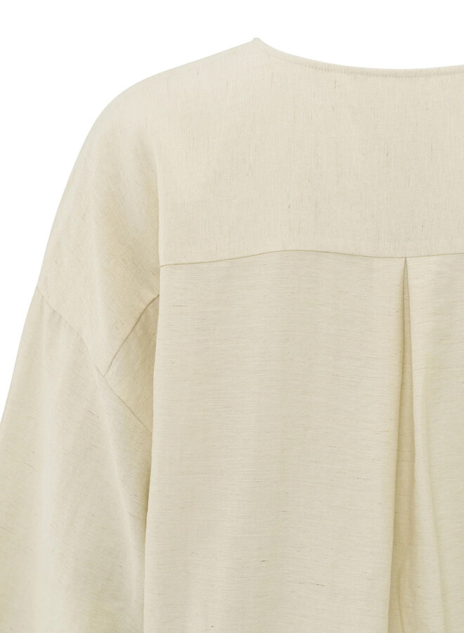Blouse Yaya à col V beige naturel