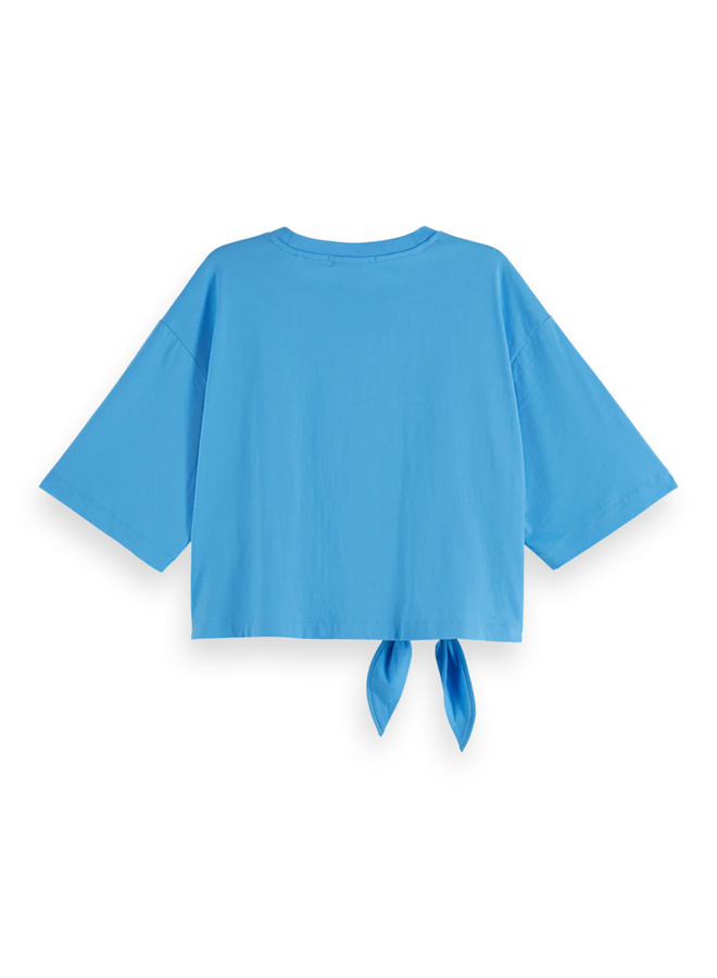T-shirt Scotch & Soda noué au bas bleu aqua