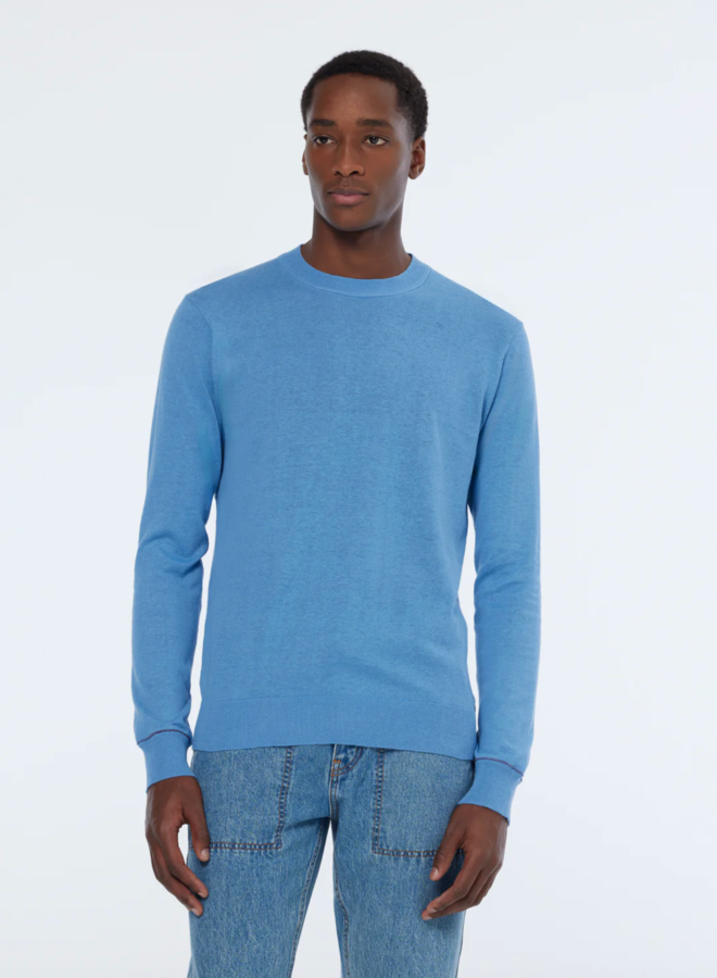 Tricot Scotch & Soda en mélange coton & lin bleu pâle