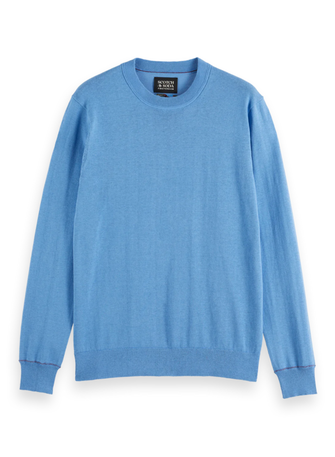 Tricot Scotch & Soda en mélange coton & lin bleu pâle