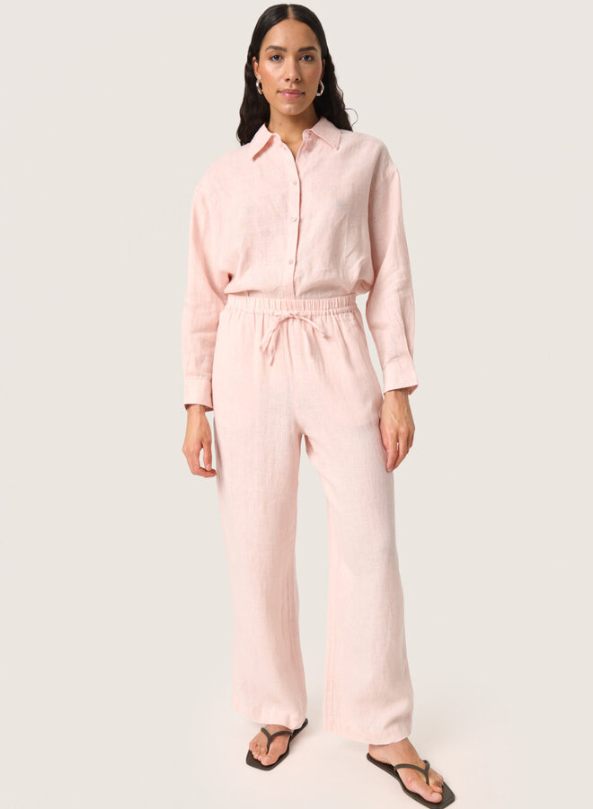 Pantalon Soaked in luxury Celian en lin rose
