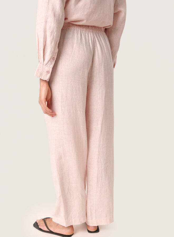 Pantalon Soaked in luxury Celian en lin rose