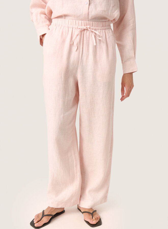 Pantalon Soaked in luxury Celian en lin rose