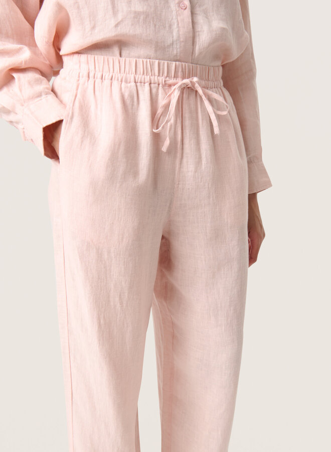 Pantalon Soaked in luxury Celian en lin rose