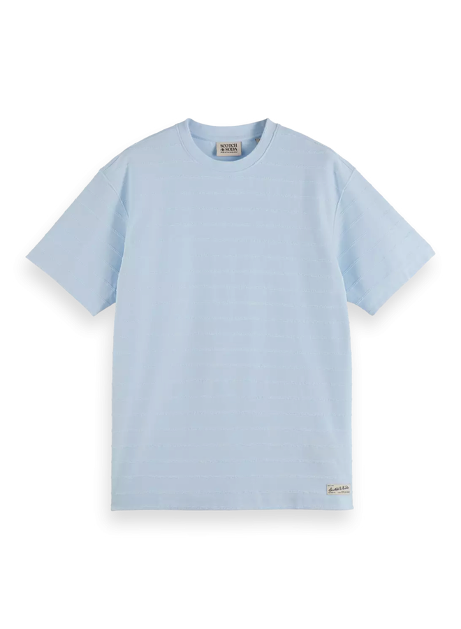 T-shirt Scotch & Soda bleu pâle rayé ton sur ton