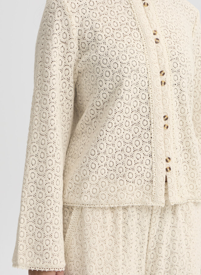 Blouse Atelier Rêve Sandra en crochet beige bouleau