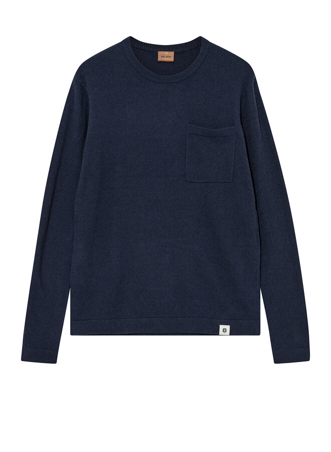 Tricot Mos Mosh Gallery Kyle avec poche plaquée bleu marine