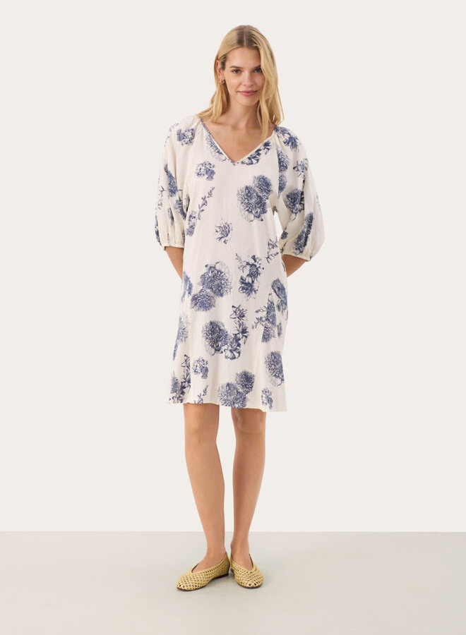 Robe Part Two Ruthy fleurie écrue & bleu océan
