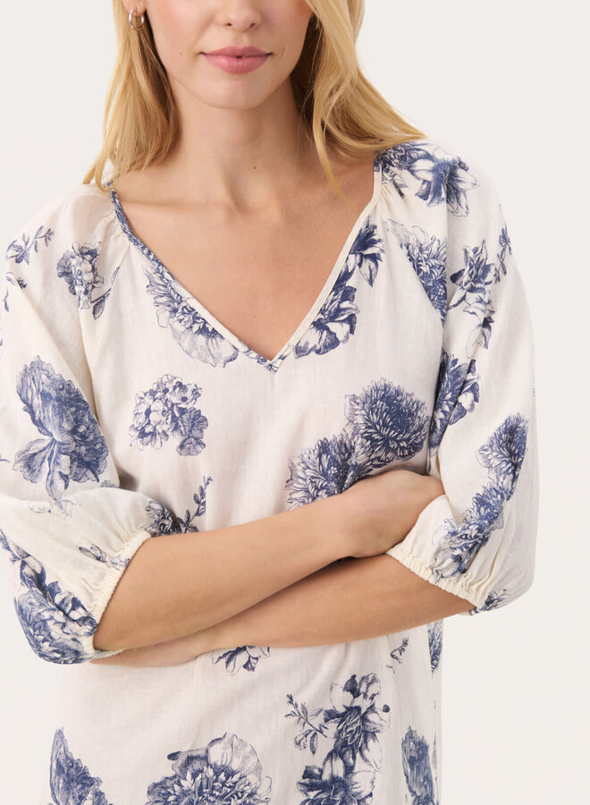 Robe Part Two Ruthy fleurie écrue & bleu océan