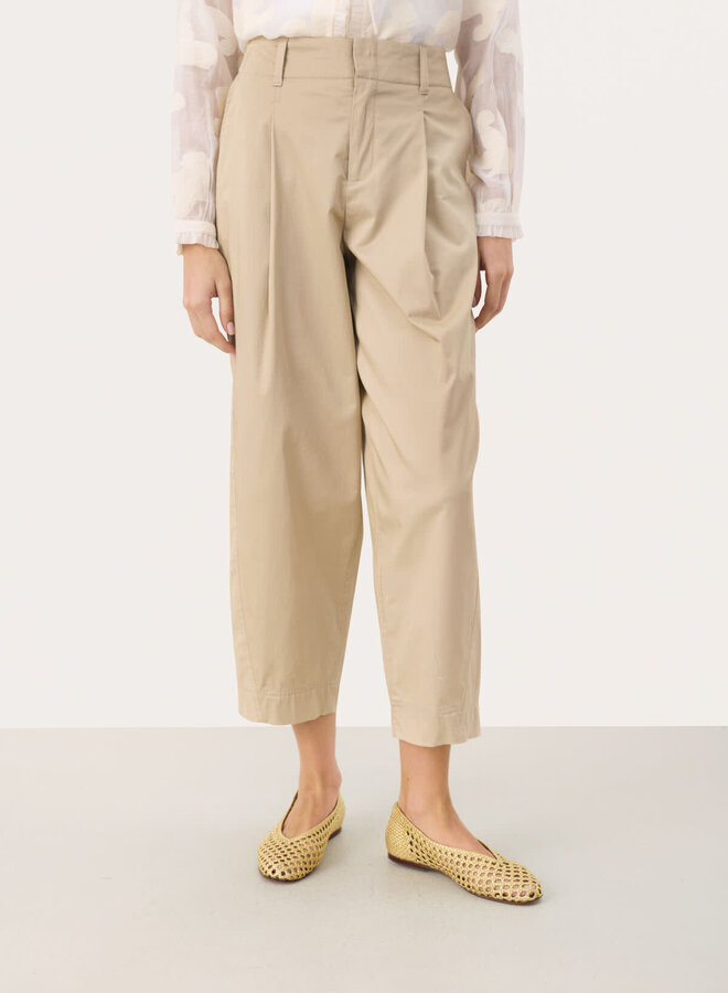 Pantalon Part Two Ramize à plis beige poivre blanc