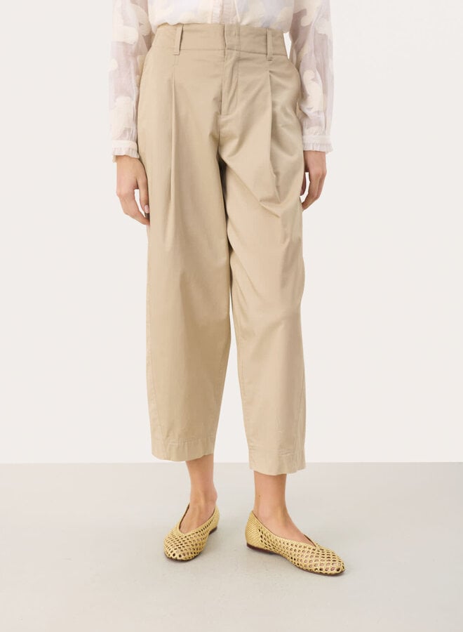 Pantalon Part Two Ramize à plis beige poivre blanc