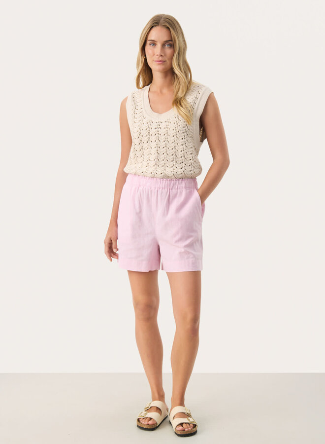 Short Part Two Rigge à taille élastique rose nectar chambray
