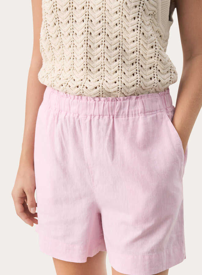Short Part Two Rigge à taille élastique rose nectar chambray