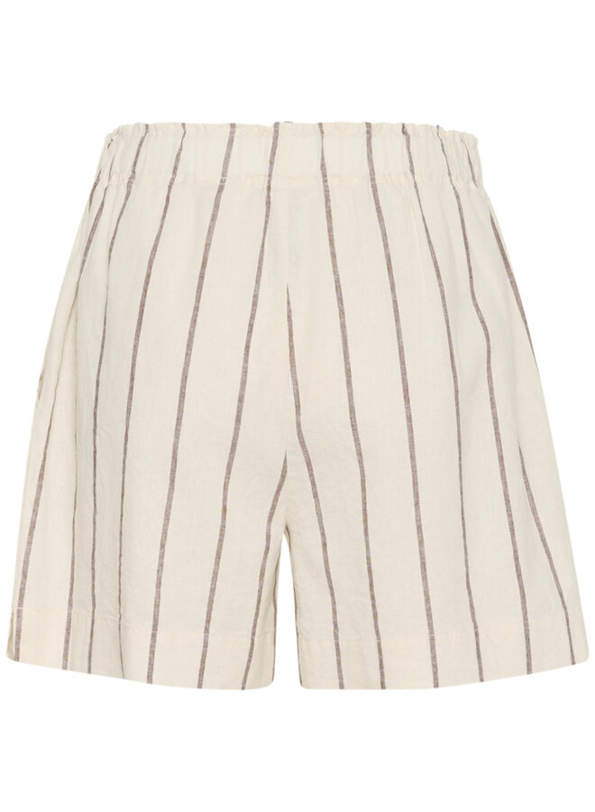 Short Part Two Rigge à taille élastique rayé écru & brun