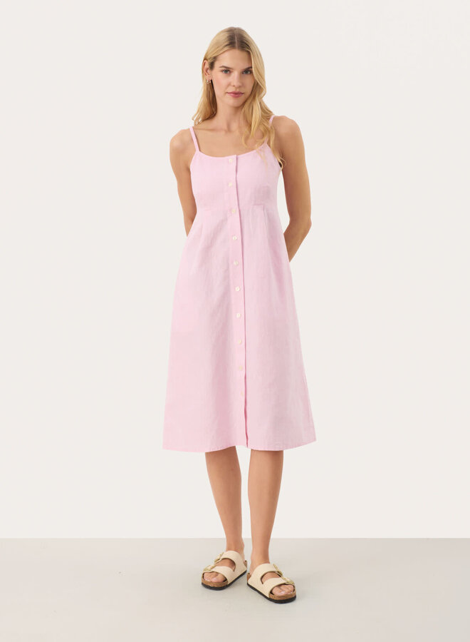 Robe Part Two Reysa à bretelles en lin rose nectar chambray