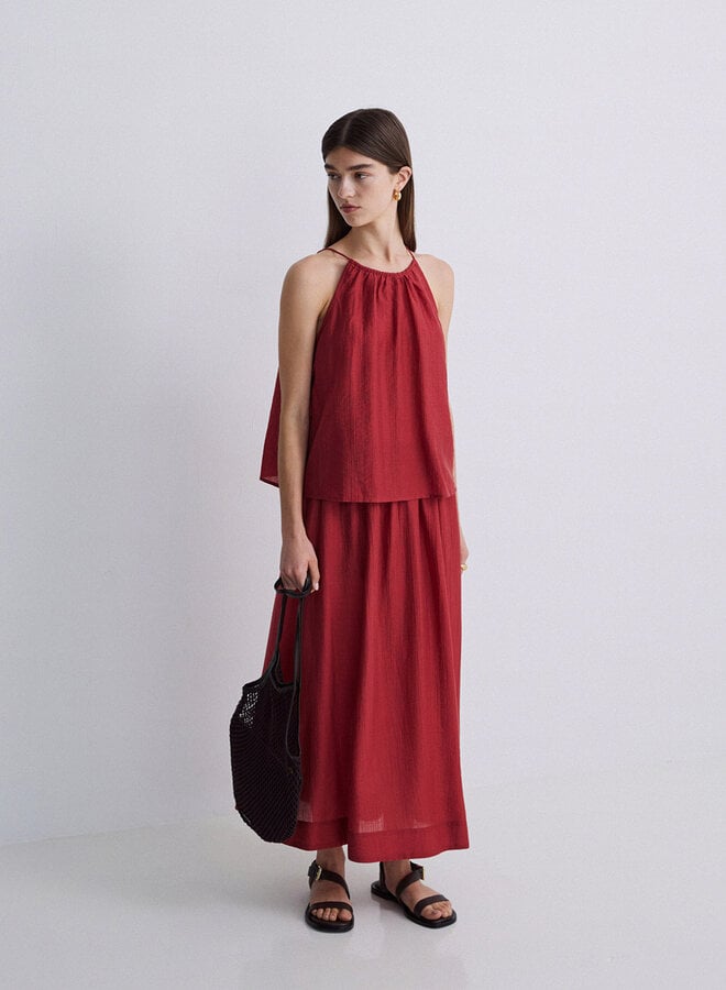Jupe midi Yerse Mescal à taille élastique rouge