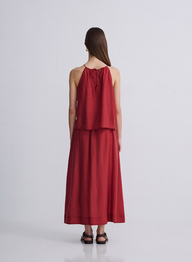 Jupe midi Yerse Mescal à taille élastique rouge