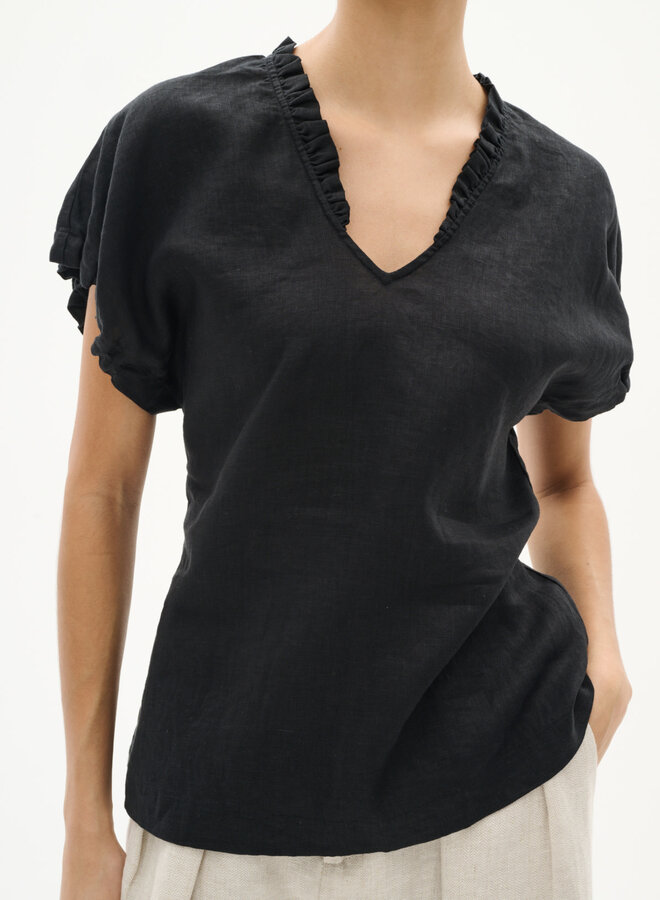 Blouse InWear Rigitta à col V à frison noire