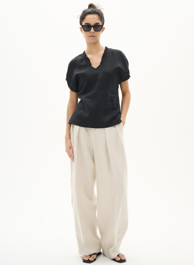 Blouse InWear Rigitta à col V à frison noire