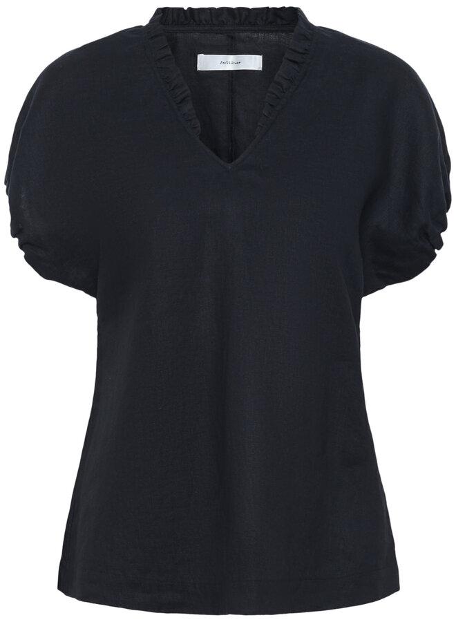 Blouse InWear Rigitta à col V à frison noire
