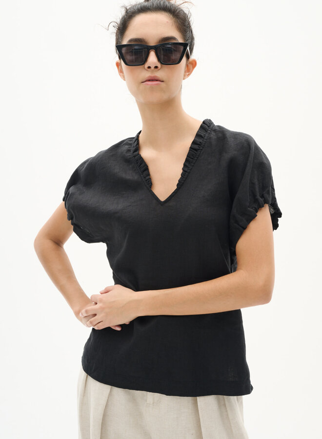Blouse InWear Rigitta à col V à frison noire