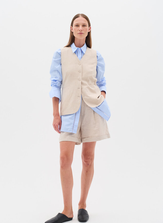 Bermuda InWear Rigitta à plis beige lin naturel