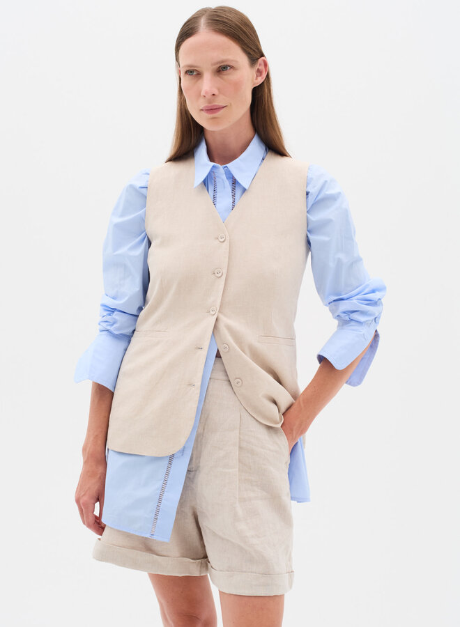 Bermuda InWear Rigitta à plis beige lin naturel