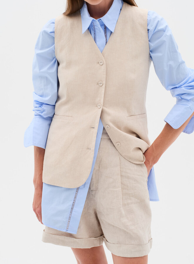 Bermuda InWear Rigitta à plis beige lin naturel