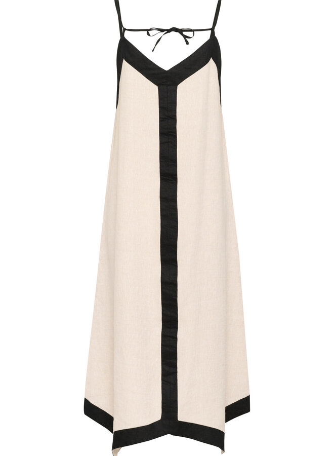 Robe InWear Rigitta beige lin naturel à bandes contrastes noires