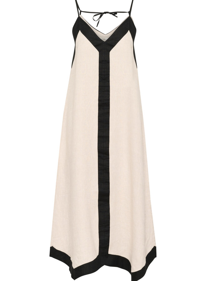 Robe InWear Rigitta beige lin naturel à bandes contrastes noires
