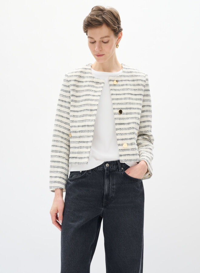 Veston InWear Yaxha en tweed écru rayé noir