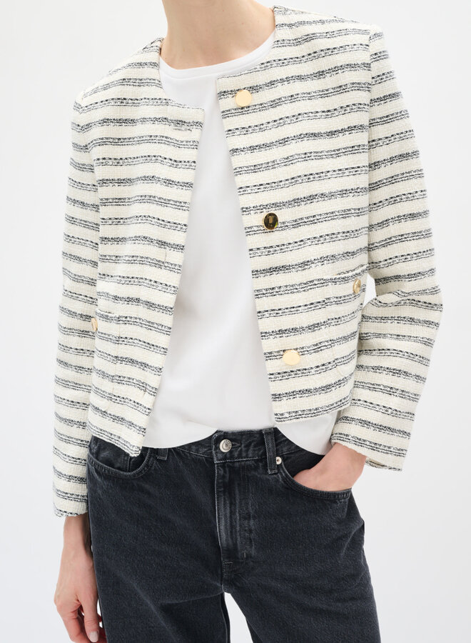 Veston InWear Yaxha en tweed écru rayé noir