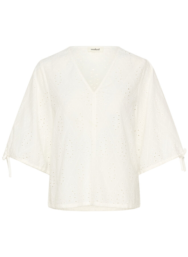 Blouse Soaked in luxury Joelle en broderies anglaises écrue
