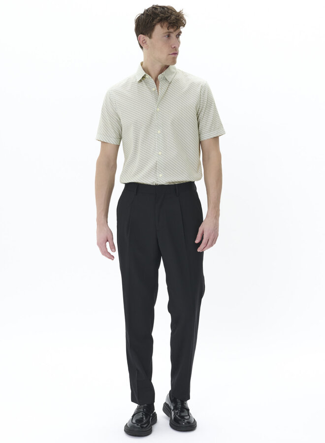 Chemise Matinique Trostol à manches courtes blanche imprimée vert armée