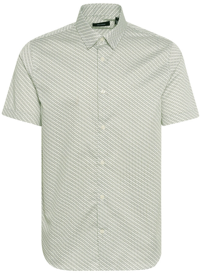 Chemise Matinique Trostol à manches courtes blanche imprimée vert armée