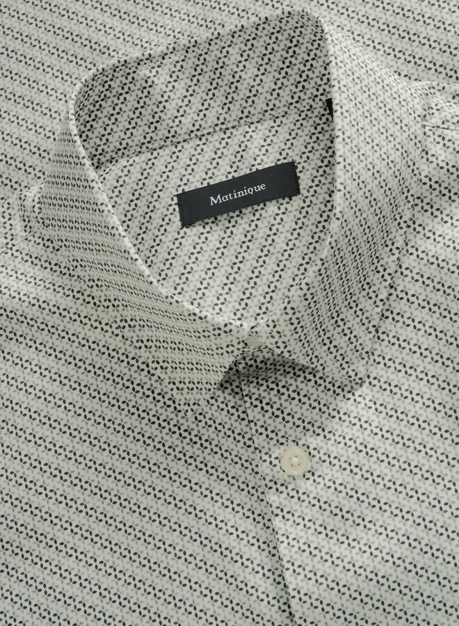 Chemise Matinique Trostol à manches courtes blanche imprimée vert armée