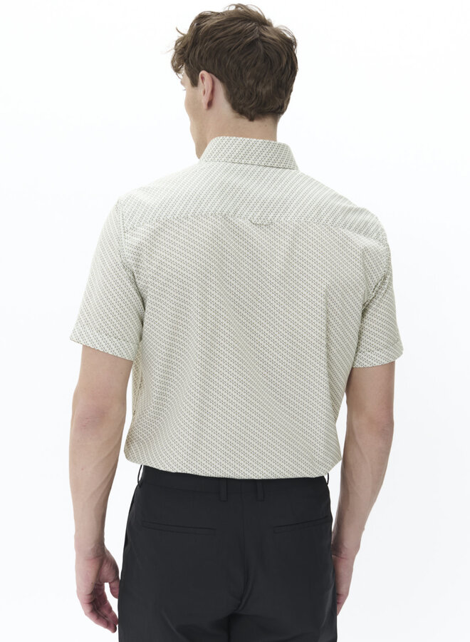 Chemise Matinique Trostol à manches courtes blanche imprimée vert armée