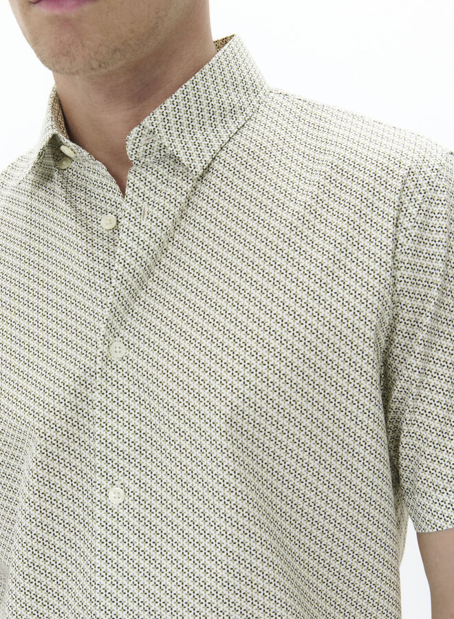 Chemise Matinique Trostol à manches courtes blanche imprimée vert armée