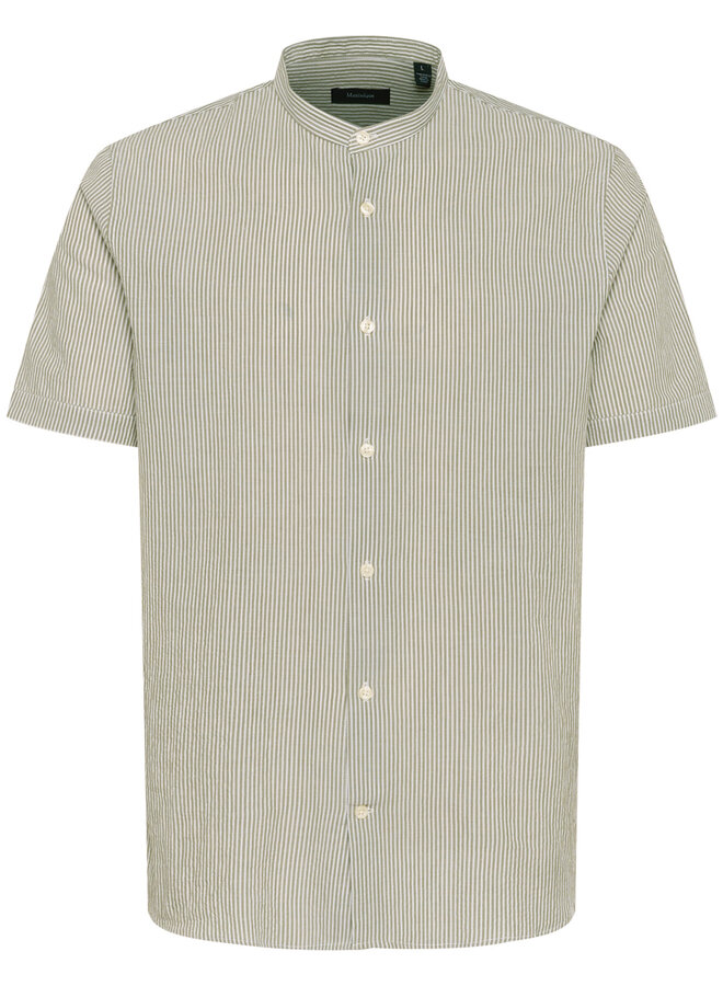 Chemise Matinique Trostol China à manches courtes rayée vert armée & blanche