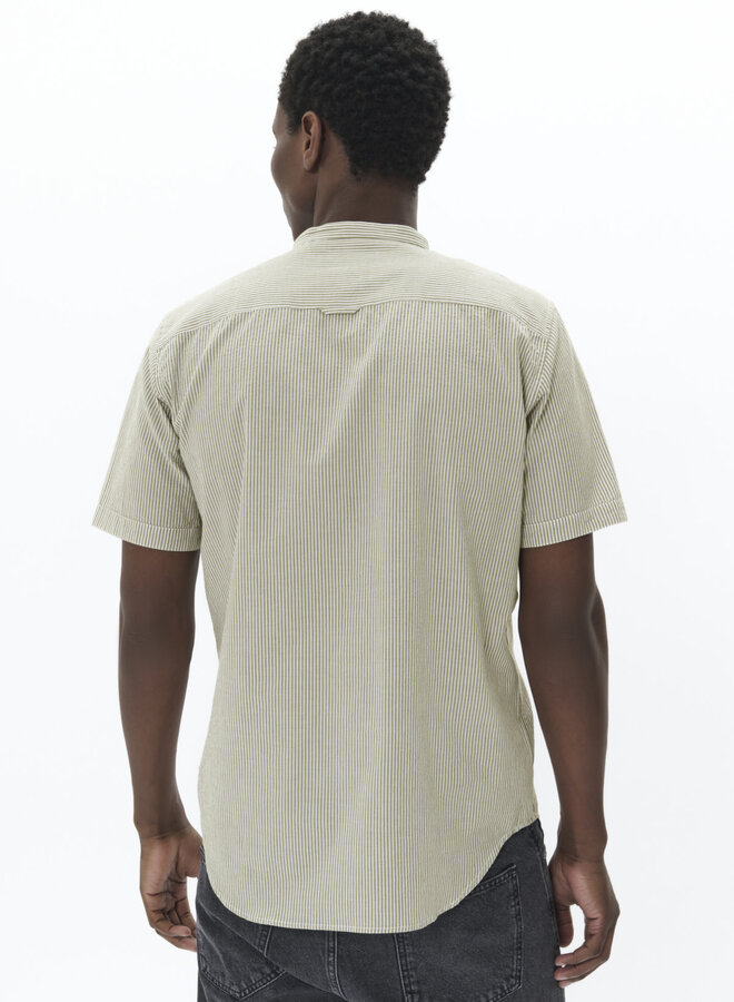 Chemise Matinique Trostol China à manches courtes rayée vert armée & blanche