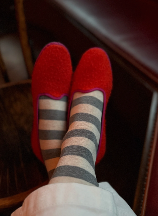 Bas Le Bon Shoppe Wally gris à rayures larges écrues