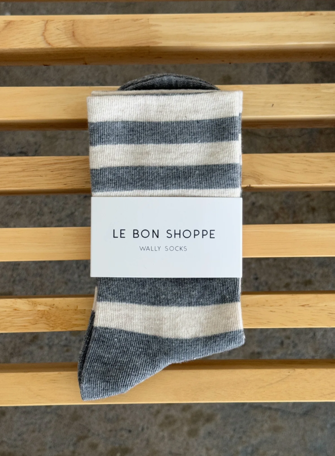 Bas Le Bon Shoppe Wally gris à rayures larges écrues